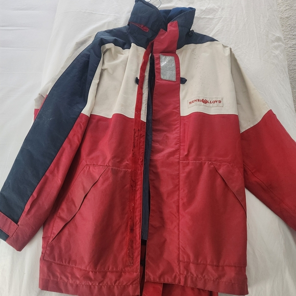 Henri Lloyd BoatingRed Navy White Colorblock Performance Jacket And Bibs Large